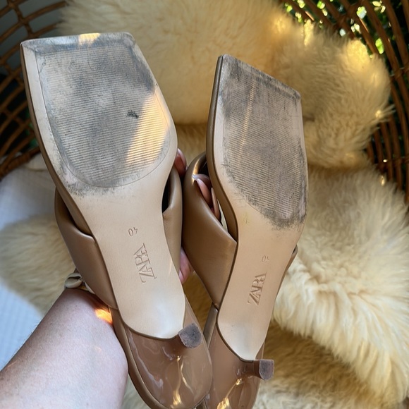 Zara Carmel nude kitten heel sandal euro 40 - Picture 4 of 5